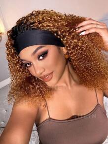 Farbverlauf Eisseide Stirnband Perücke Echthaarperücke Jerry Lockiges Haar T1B/30 Ohne Spitzenfront Perücken Lockige Welle Echthaar Jungfernhaar für Frauen Täglicher Gebrauch 16 Zoll