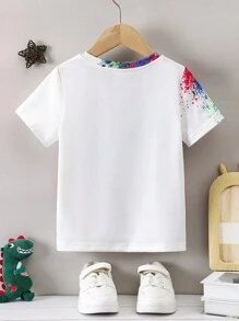 SHEIN Young Boy Dinosaur Printed Round Neck Short Sleeve T-Shirt - Multicolor - View 2