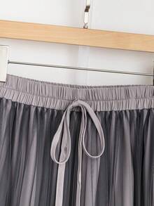 SHEIN LUNE Váy thắt nút xếp ly phía trước dành cho nữ - Xám - Xem 4