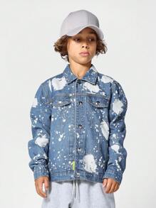 SUMWON Kids Unisex Acid Wash Denim Jacket With Embroidery