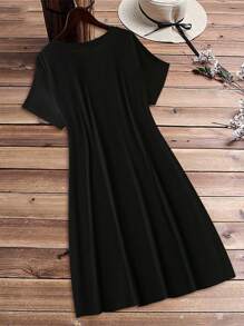 EMERY ROSE 大码休闲简约心形印花连衣裙，适合夏季