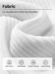 GLOWMODE 3 Pairs Cotton Socks Soft Ventilated Mesh With Embroidered Logo Workout Daily Casual - White - View 3