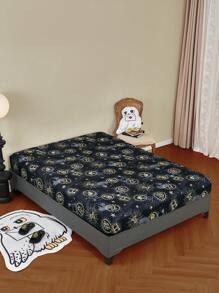 HARRY POTTER X SHEIN Allover Hogwarts Emblem Printed Fitted Sheet,Gifts