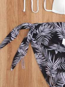 SHEIN Swim 3pcs/Set Ladies' Halter Neck Bikini Set, With Cover Up, Vacation Bikini Set Summer Beach - Multicolor - View 8