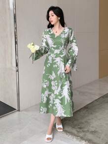Dazy Designer Women's V-Neck Design Printed Long Sleeve Dress,Fall Dress Vacation Outfits Women Floral Boho - Multicolor - View 5