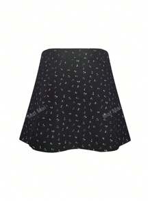 Vintage Plaid High Waist Floral A-Line Skirt