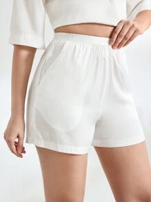 Ocili 女式簡約百搭短褲,家居休閒夏季底褲 - 白色 - 查看 3