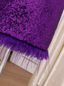 SHEIN Vestido Elegante com Ombros à Mostra e Acabamento de Penas Roxo para Meninas Pré-Adolescentes, Vestido para Ocasiões Formais como Festa de Aniversário, Baile de Formatura, Casamento