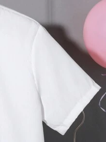 SHEIN 3 Piezas/ Conjunto Camisa De Manga Corta Con Cuello De Solapa, Chaleco Y Pantalones Cortos Sólidos De Niño Preadolescente Con Estilo Caballero