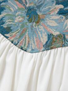 SHEIN MOOSTA Đầm Maxi hở vai họa tiết hoa cỡ lớn có viền xếp nếp với viền bất đối xứng dành cho nữ - Nhiều màu - Xem 3