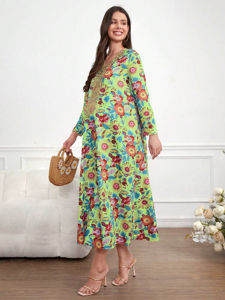 Maternity All-Over Print Flowy Long Dress