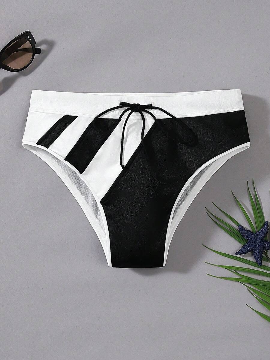 SHEIN Quần bơi tam giác Colorblock thể thao và giản dị dành cho cậu bé tuổi teen đang đi nghỉ - Nhiều màu - Xem 1