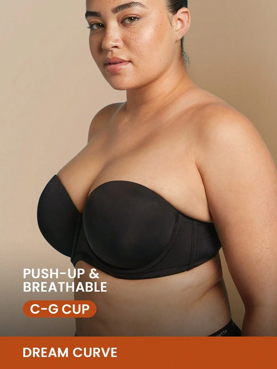 LUVLETTE Strapless Push-Up With Silicone Band Underwire T-Shirt Bra
