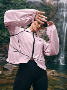 In My Nature 女式長袖連帽防曬外套,肩膀插片設計 - 藕粉色 - 查看 5