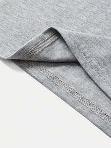 SHEIN 青少女針織固色寬鬆短袖上衣和針織鬆身設計彈性腰帶迷彩長褲套裝 - 淺灰色 - 查看 17