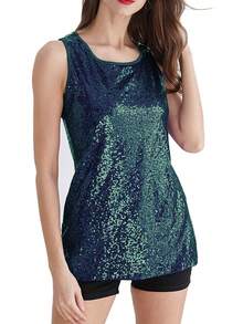 Women's Sparkly Sequin Tank Top For Party - Green - View 1