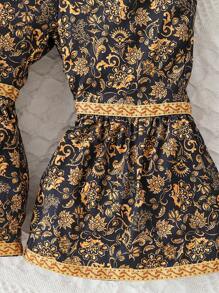 Baby Girl Mesh Contrast Sleeveless Top & Flared Pants Knitted Set - Black - View 6