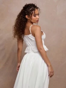 MUSERA Áo bra ngắn buộc dây phía trước viền ren, thích hợp cho kỳ nghỉ xuân hè, lễ hội, ngày lễ. - Màu be - Xem 2