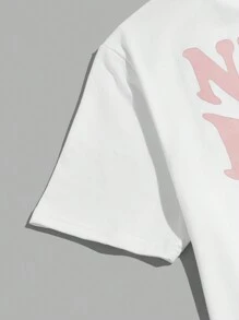 Manfinity VCAY 2 Pezzi Maglietta A Manica Corta A Maglia Con Stampa A Cartone Animato Per Uomo, Estate