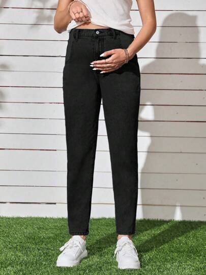SHEIN Maternity Casual Straight Leg Jeans