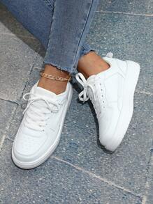 White Simple And Comfortable Outdoor Women's Sports Shoes For Commuting, Walking, And Dating