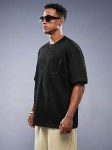 Manfinity RebelGame Men's Round Neck Woven Short Sleeve T-Shirt