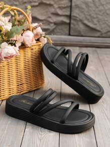 Women's Summer Thick-Soled Wedge Heel Sandals, Beach & Outdoor Roman Style Slides