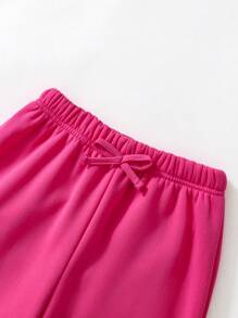 SHEIN 3pcs/Set Tween Girls' Casual Sports Round Neck Short Sleeve T-Shirt And Jogger Pants - Multicolor - View 5