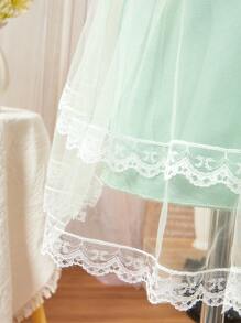SHEIN Vestido curto de verão para meninas com gola Peter Pan e manga bufante com bainha de malha