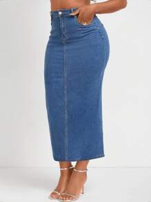 Casual Washed Tight-Fitting Bodycon Denim Skirt