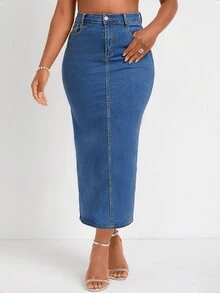 Casual Washed Tight-Fitting Bodycon Denim Skirt