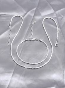 1 set minimalistische glanzende sterrenhemel ketting en armband sieradenset, sleutelbeenketting en choker ketting [geen doosverpakking]