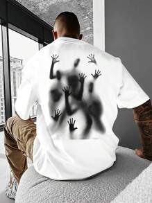 Manfinity EMRG Camiseta Holgada Con Grafico De Figura Para Hombre Con Hombros Caídos - Blanco - Ver 3