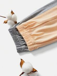 SHEIN 青少女針織固色寬鬆短袖上衣和針織鬆身設計彈性腰帶迷彩長褲套裝 - 淺灰色 - 查看 14