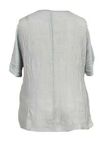 Top Holgado De Cuello Redondo Sólido Y Translúcido Sin Estiramiento Para Mujeres Con Talla Grande - Gris - Ver 2