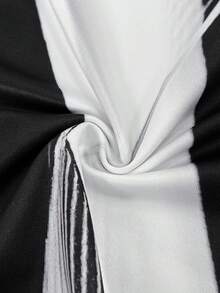 春夏季時尚黑白印花休閒短袖t恤 - 黑色 - 查看 5