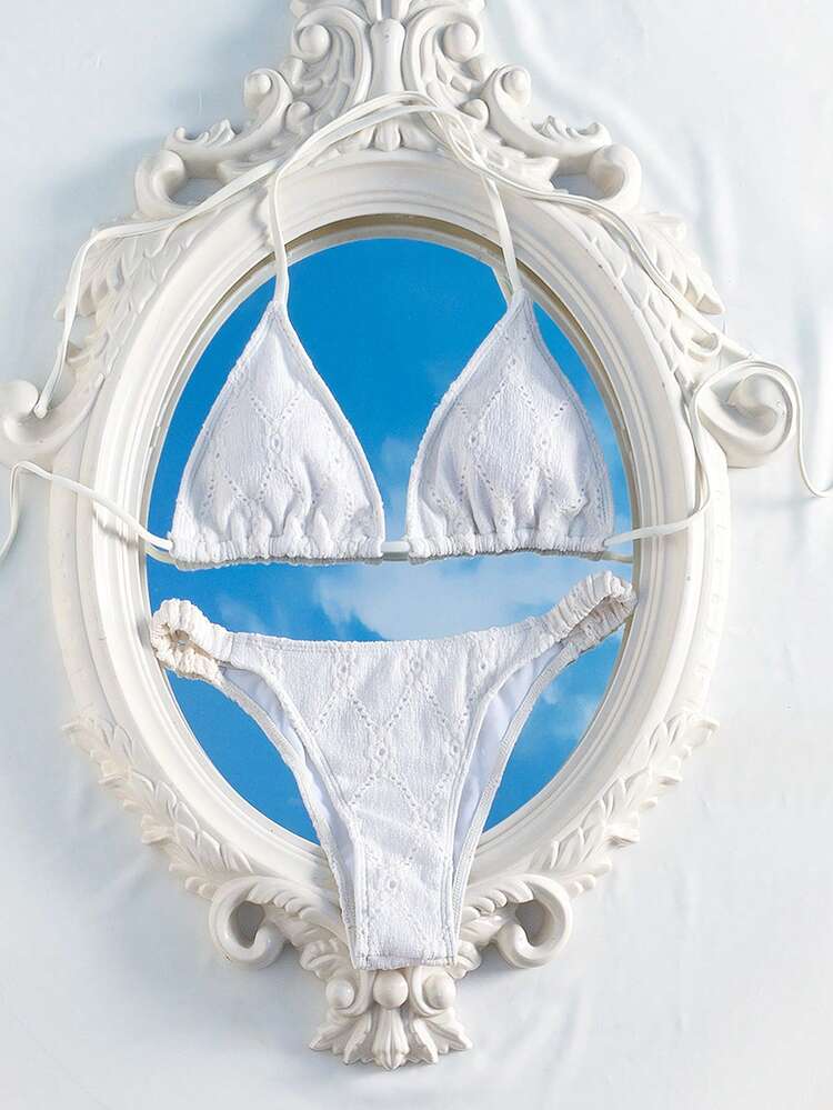 Women's Solid Color Halter Bikini Set Summer Beach
