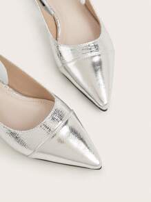 Hai âm Dép phẳng Đối với phụ nữ , Đúng mốt Vàng Và Màu bạc Giày phẳng Với Pointed Toe Và Gót chân - Bạc - Xem 3