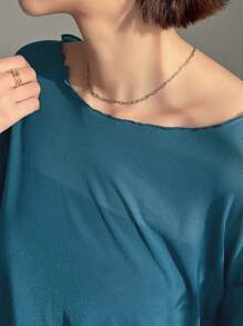 FRIFUL 纯色休闲长袖透明网眼船领上衣，秋季女装