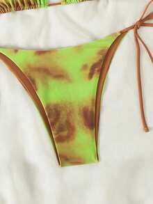 SHEIN Swim In cà vạt Halter Neck Bộ Bikini Đối với phụ nữ , In ngẫu nhiên , Thích hợp Cho mùa hè Kỳ nghỉ - Nhiều màu - Xem 5