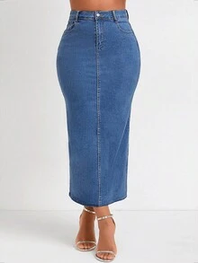 Casual Washed Tight-Fitting Bodycon Denim Skirt