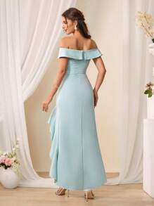 SHEIN Belle Open schouders Versierd Rucheszoom Elegant Bruidsmeisjes Jurk