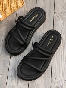 Women's Summer Thick-Soled Wedge Heel Sandals, Beach & Outdoor Roman Style Slides