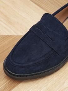 Women's Round Toe Low Heel Loafers With Thick Sole For Spring Autumn Casual Wear - Navy Blue - View 4