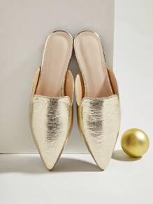 2025年秋季女士尖头平底拖鞋，带封闭式鞋头，轻便休闲夏季休闲拖鞋，穆勒鞋