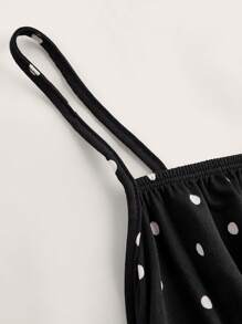 SHEIN MOD Kích thước lớn Của phụ nữ Đen Và Trắng Chấm bi Đầm Với Thon gọn Và Dây đai mỏng - Đen và trắng - Xem 3