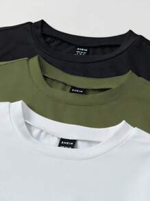 SHEIN Unity 女士圓領短袖純色夏季休閒連身衣 - 彩色 - 查看 3