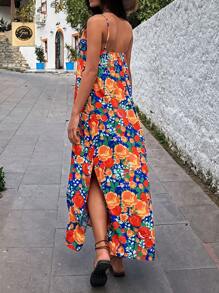 RueChic Multi Kleurvol Bloemen Volledig Geprint , Band , Maxi Viscose Jurken
