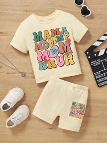 Đứa bé gái Giải trí Đơn giản Ngắn tay Bộ quần short Là Thích hợp Cho mùa hè - Màu be - Xem 1