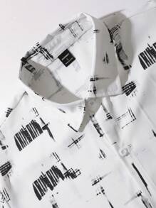 Manfinity AFTRDRK Men's Printed Long Sleeve Button Up Shirt, For Fall